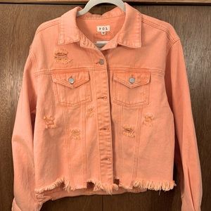 New w/tags POL Neon Coral distressed jacket or shacket